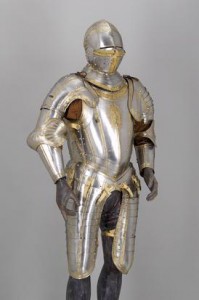 Armor for Emperor Charles V, made by Desiderius Helmschmid, 1543, iron, brass, leather, and gold, Kunsthistorisches Museum, Vienna.