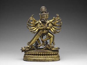   Nepalese, Shastradhara Hevajra, c. 1531, gilt copper with pigment, the Museum of Fine Arts, Houston, Museum purchase funded by the Friends of Asian Art.