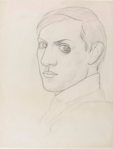 Pablo Picasso, Self-portrait (Autoportrait), 1918. Charcoal and graphite on paper, 25 1/4x19 1/2 in. (64.2x49.4 cm). Musee national Picasso, Paris. ©2016 Estate of Pablo Picasso/Artists Rights Society (ARS), New York. Photo: RMN-Grand Palais/Art Resources, NY